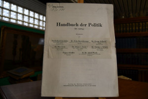 Handbuch der Politik. Gedrucktes Inhaltsverzeic...