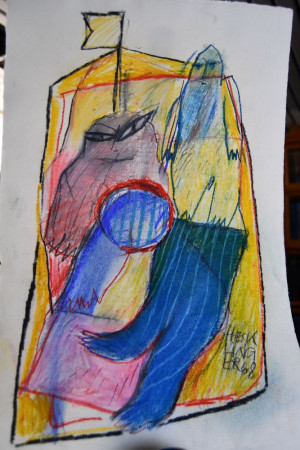 Unbetitelte Pastellkreidezeichnung.