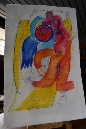 Unbetitelte Pastellkreidezeichnung.