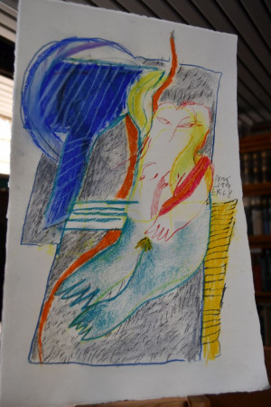 Unbetitelte Pastellkreidezeichnung.