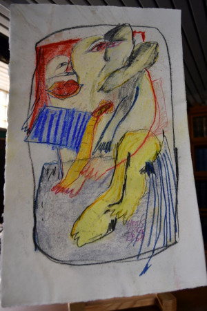 Unbetitelte Pastellkreidezeichnung.