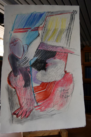 Unbetitelte Pastellkreidezeichnung.