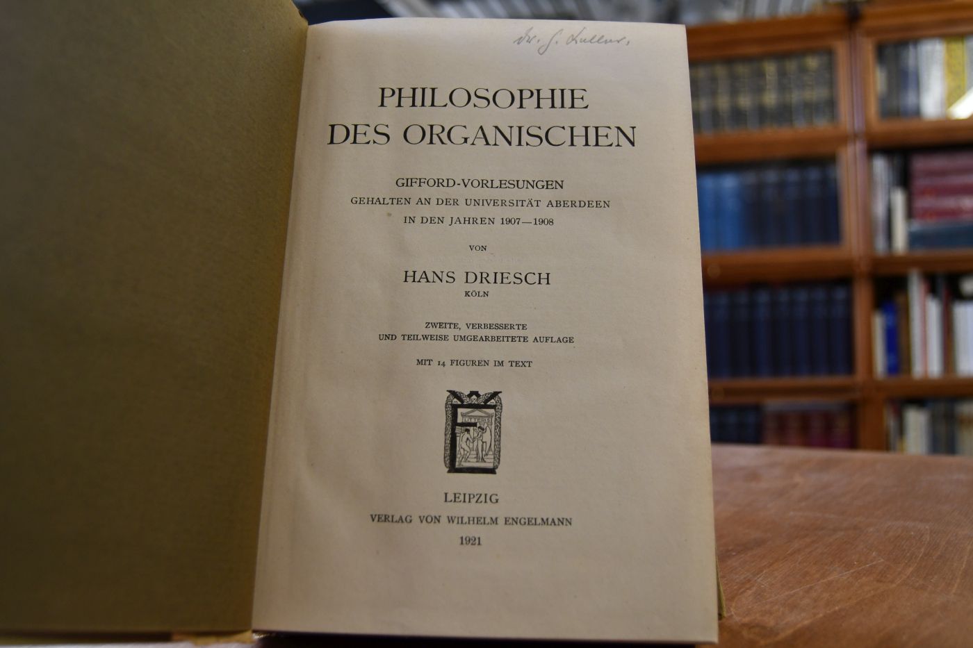 Philosophie des Organischen. Gifford-Vorlesungen gehalten an der Universität Aberdeen in den Jahren 1907-1908.