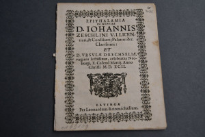 EPITHALAMIA IN NVPTIAS D. IOHANNIS ZESCHLINI V....