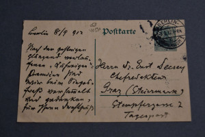 Postkarte an den Musikkritiker der Grazer Tages...