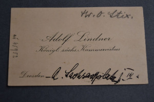 Handbeschriebene Visitenkarte des Dresdener Hor...