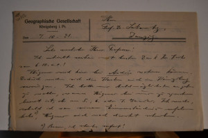 Handschriftliches Schreiben des deutschen Geogr...