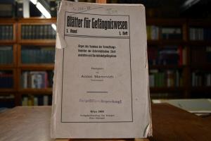 Blätter für das Gefängniswesen 1. Band Heft 1.