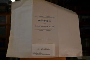 Memorandum von Sir Max Waechter D.L., J.P.