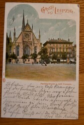 Gruß aus Leipzig. Paulinerkirche u. Cafe Francais.