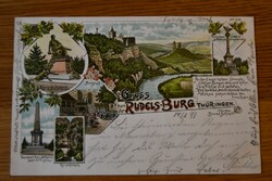 Litho. Gruss von der Rudelsburg Thüringen.