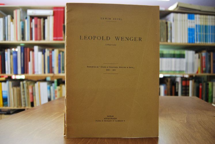 Leopold Wenger (1874-1953). Excerptum ex "Studia et Documenta Historiae et Iuris" XIX - 1953.