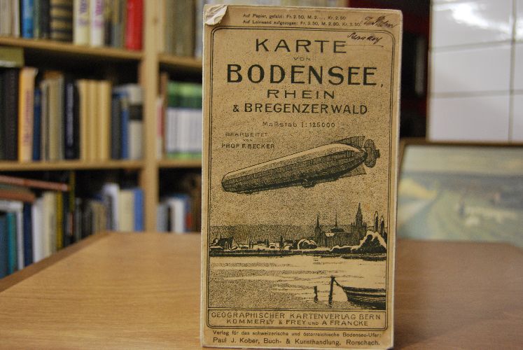 Karte von Bodensee, Rhein und Bregenzer Wald. Maßstab 1125000.