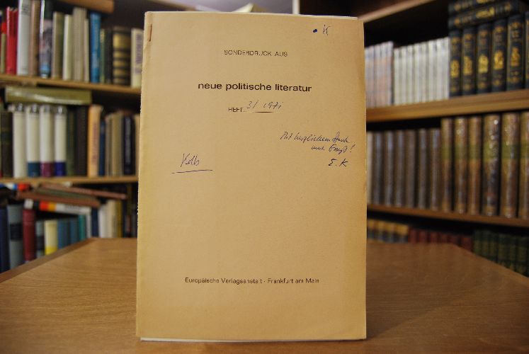 Sonderdruck des Aufsatzes "Geschichte und Vorgeschichte der Revolution von 1918/19 in Bayern." Aus Neue politische Literatur Heft 3/1971.