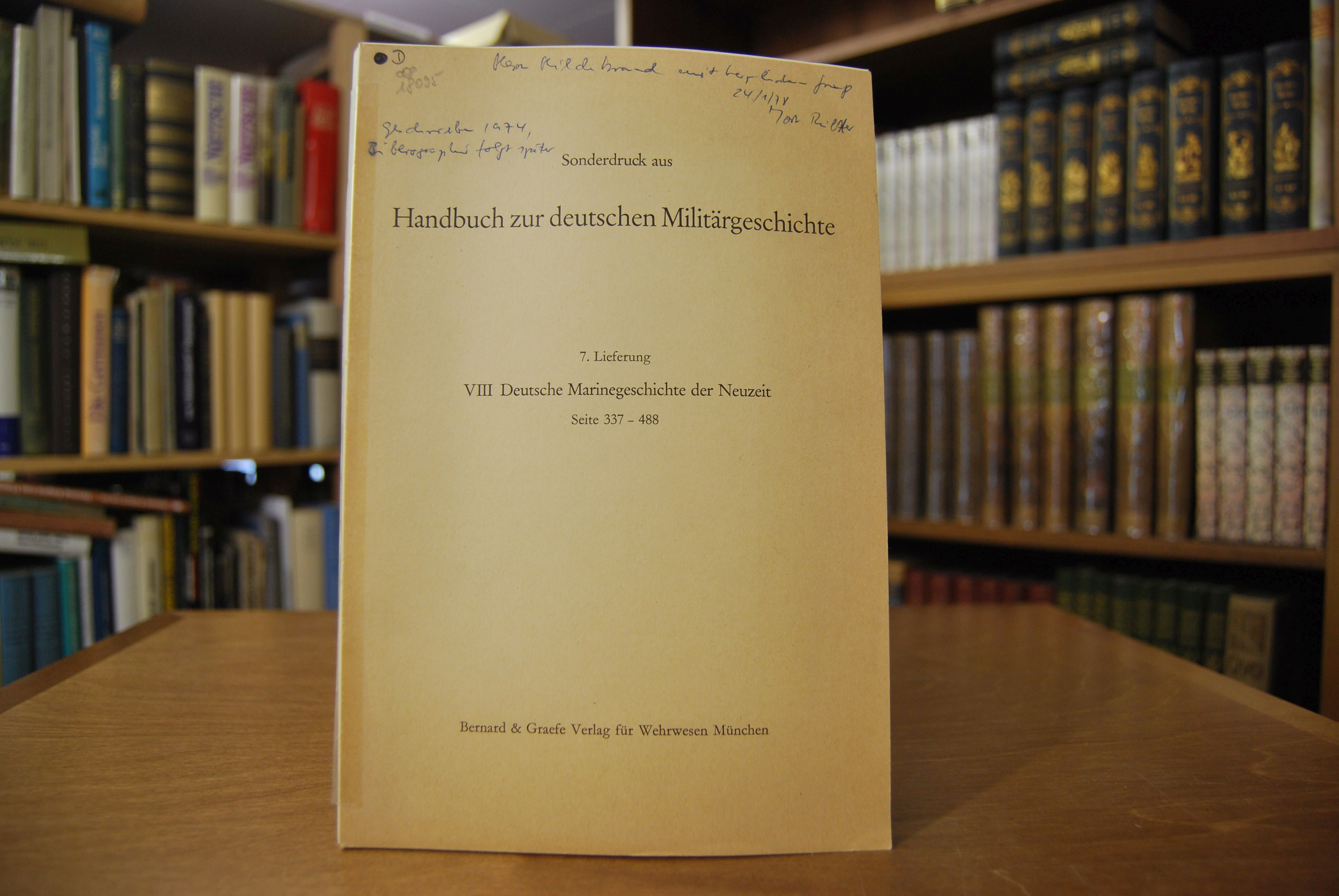 Sonderdruck des Aufsatzes "Die Reichs- und Kriegsmarine 1918-1939." Aus Handbuch zur deutschen Militärgeschichte.