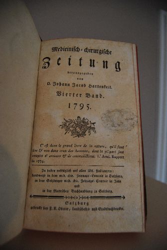 Medicinisch-chirurgische Zeitung Vierter Band 1795 (apart enthält Oktober-Dezember und das Jahresregister).