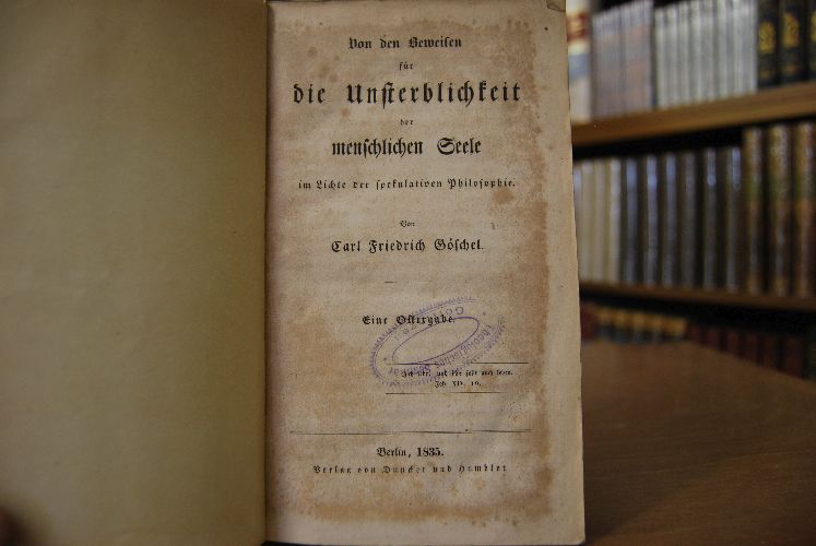 Von den Beweisen für die Unsterblichkeit der menschlichen Seele im Lichte der spekulativen Philosophie. Eine Ostergabe.