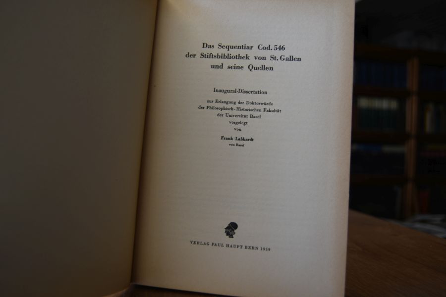 Das Sequentiar Cod. 546 der Stiftsbibliothek von St. Gallen und seine Quellen.