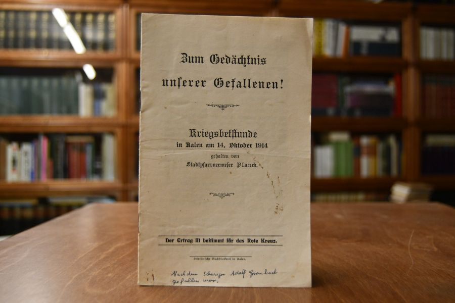 Zum Gedächtnis unserer Gefallenen! Kriegsbetstunde in Aalen am 14. Oktober 1914.
