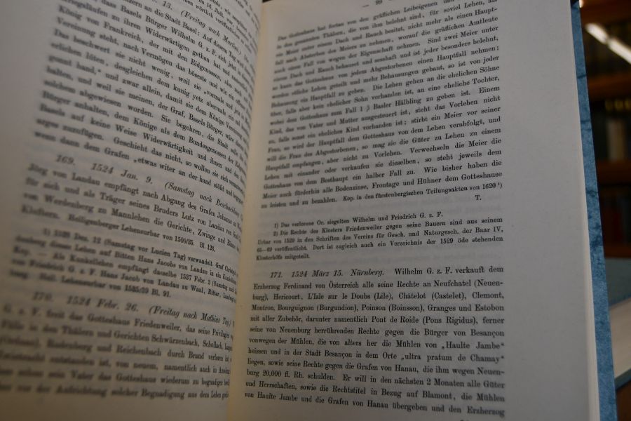 Mitteilungen aus dem F. Fürstenbergischen Archive 2 Bde. (komplett). Bd. I Quellen zur Geschichte des F. Hauses Fürstenberg und seines ehedem reichsunmittelbaren Gebietes 1510-59. Bd. II Quellen zur Geschichte des F. Hauses Fürstenberg und seines ehedfem reichsunmittelbaren Gebietes 1560-1617.