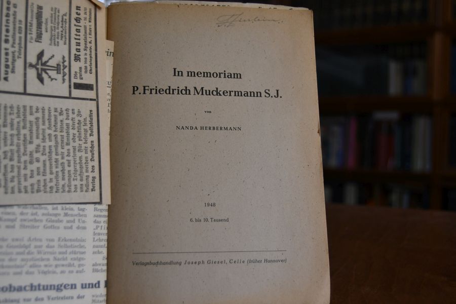 In Memoriam P. Friedrich Muckermann S.J.