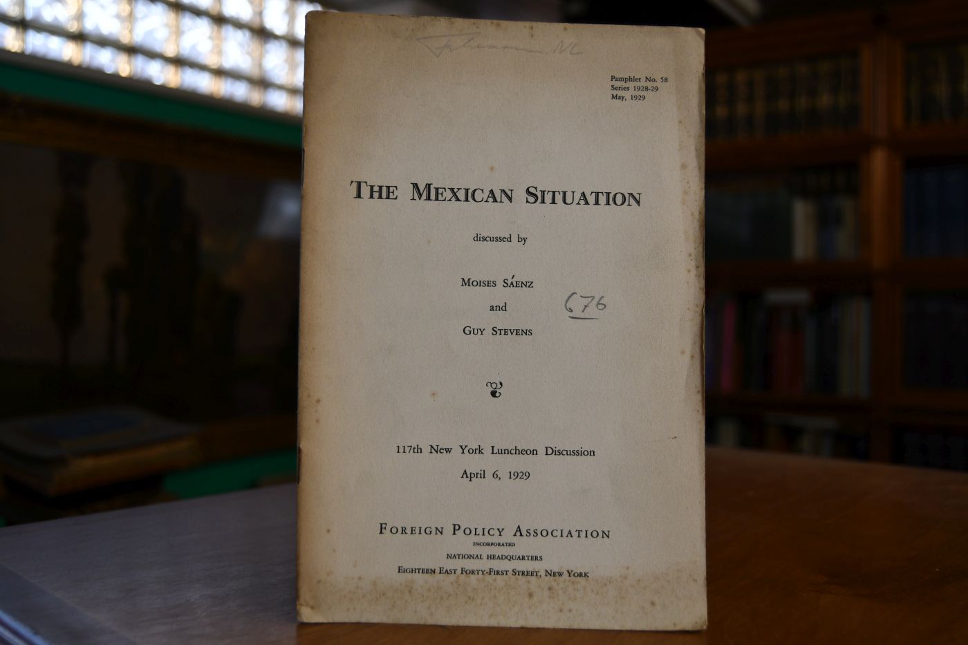 The Mexican Situation discussed by Moises Saenz and Guy Stevens.