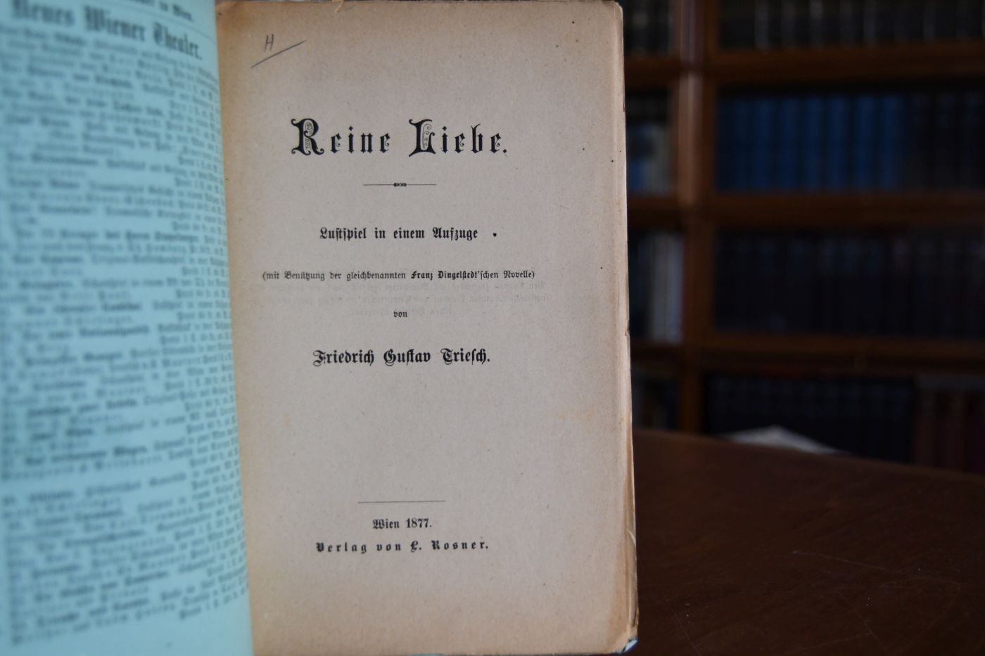 Reine Liebe. Lustspiel in einem Aufzuge.