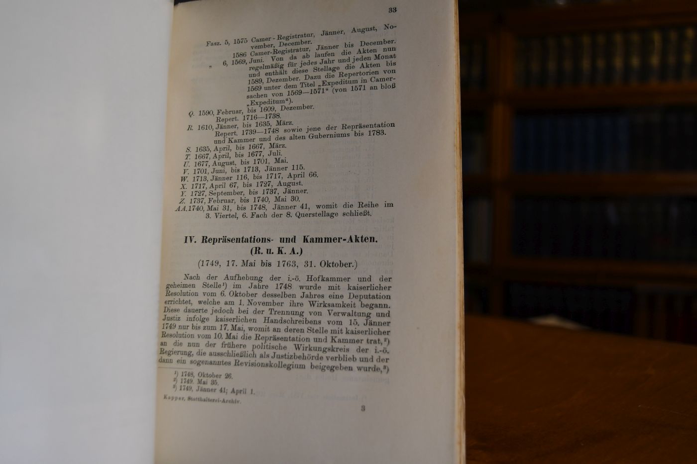 Das Archiv der k.k. steiermärkischen Statthalterei nach der Neuaufstellung im Sommer 1905.