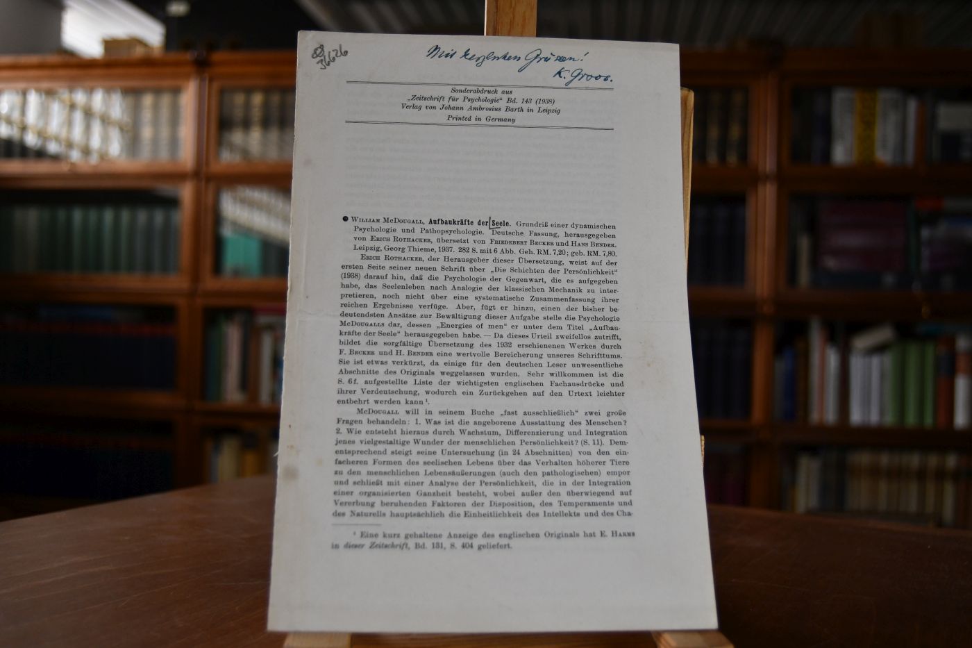 Buchbesprechung von William McDougall, Aufbaukräfte der Seele.