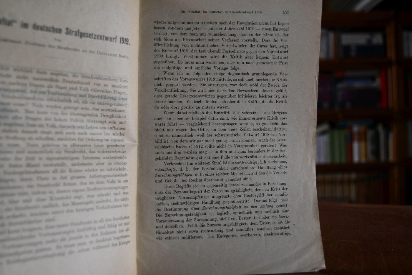 Die "Straftat" im deutschen Strafgesetzentwurf von 1919.