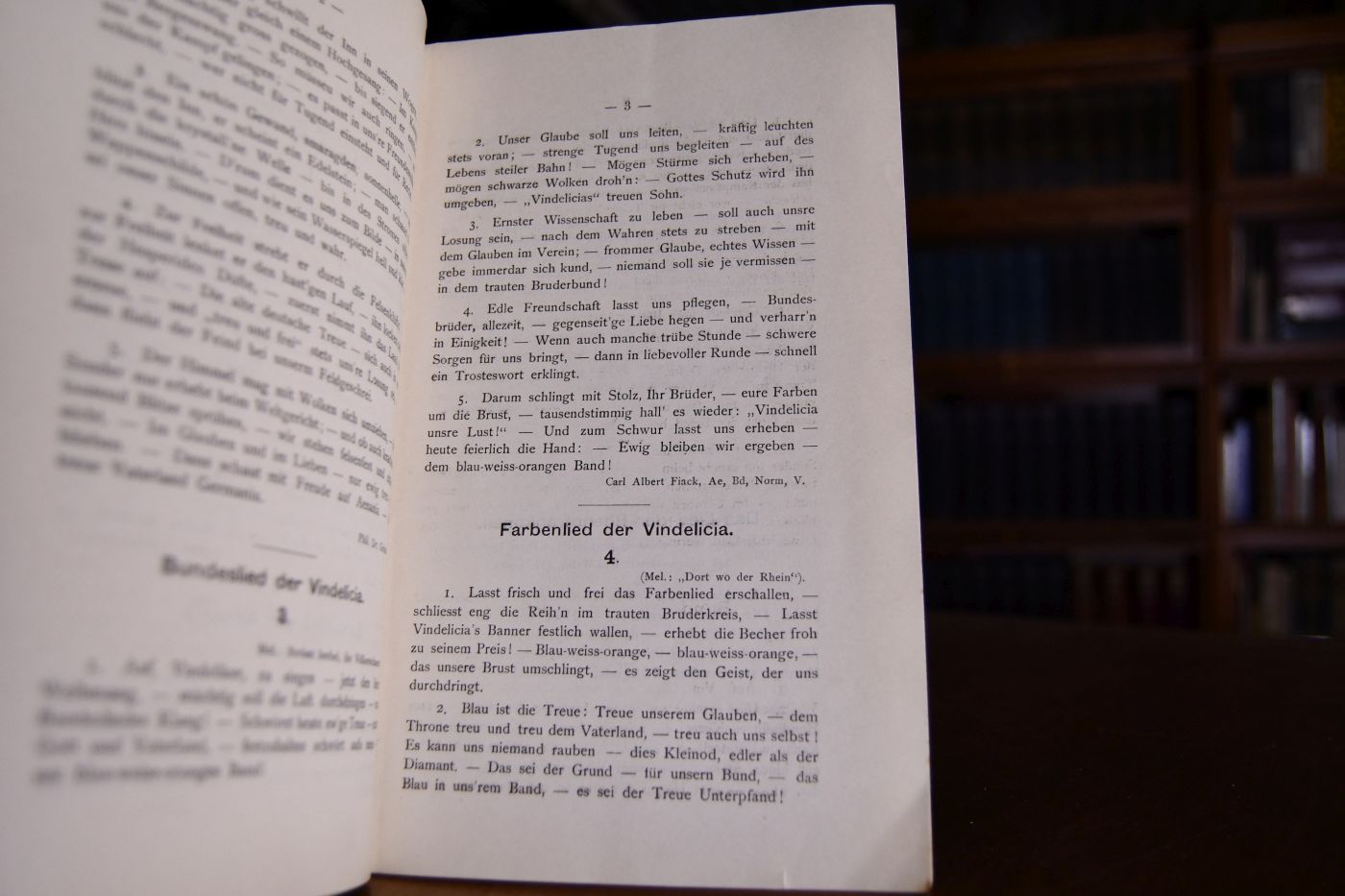Liederheft des Münchener Cartell-Verbands Aenania Vindelicia Rheno Frankonia.