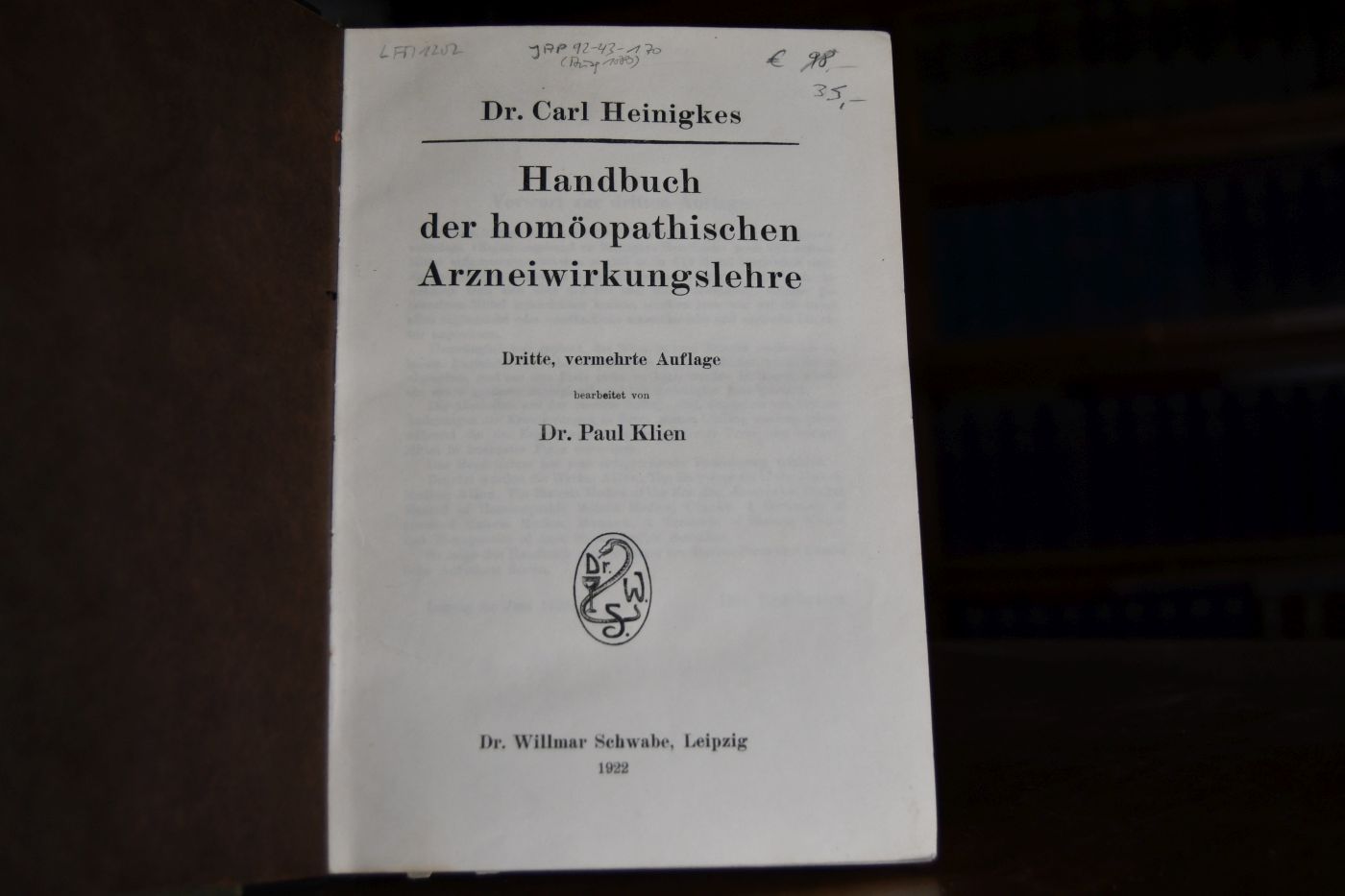 Carl Heinigkes Handbuch der homöopathischen Arzneiwirkungslehre.