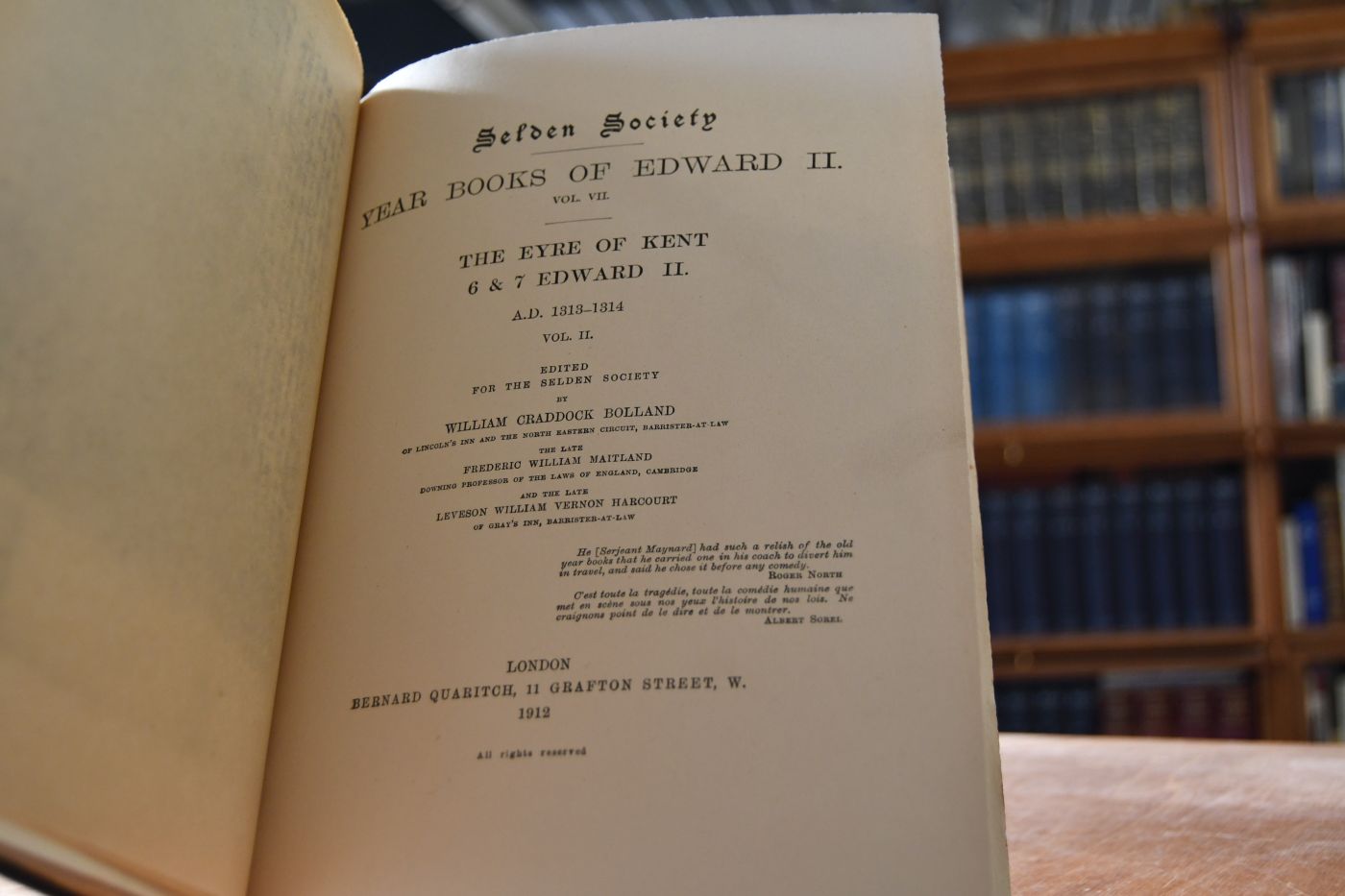 Year Books of Edward II. Vol. VII. The Eyre of Kent 6&7 Edward II. A.D. 1313-1314 Vol. II. (apart).