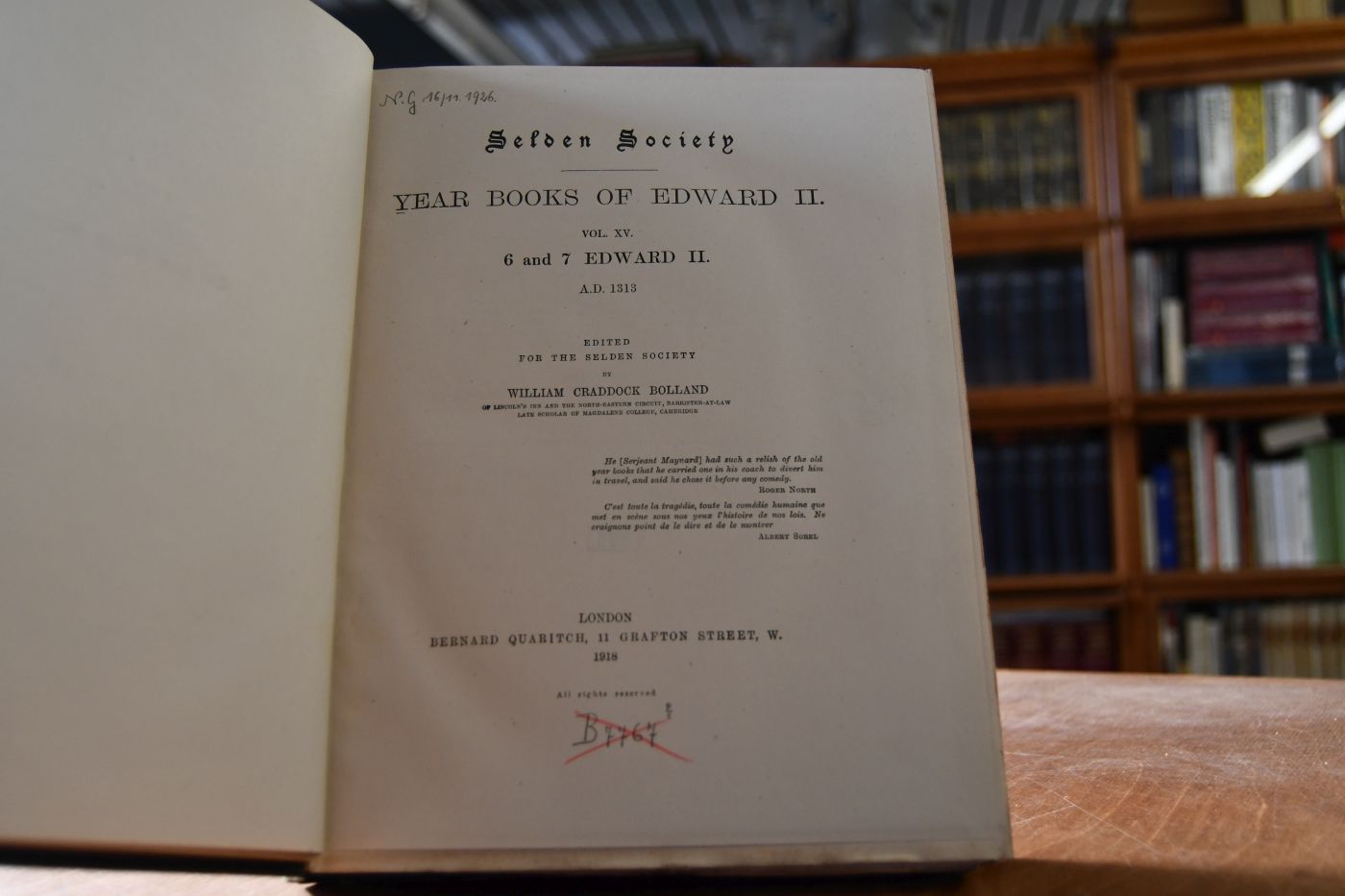 Year Books of Edward II. Vol. XV , 6 and 7, Edward II. A.D. 1313 (apart).