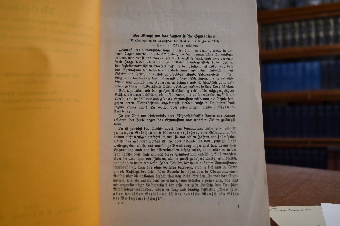 Werbeschrift des Deutschen Gymnasialvereins und des Bayerischen Landesverbandes der Vereinigungen der Freunde des humanistischen Gymnasiums für das Jahr 1934.