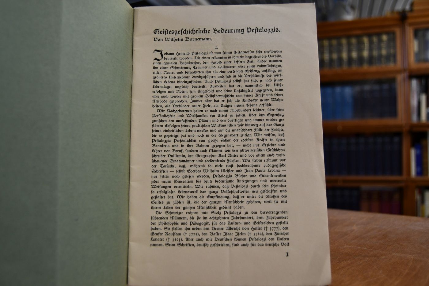 Geistesgeschichtliche Bedeutung Pestalozzis.