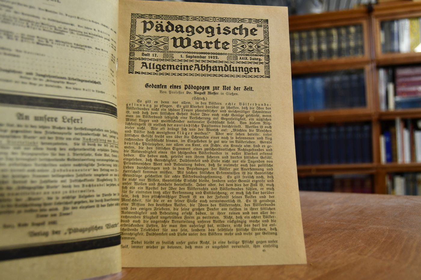 Pädagogische Warte. Heft 17, 1. September 1922, 29. Jahrgang.