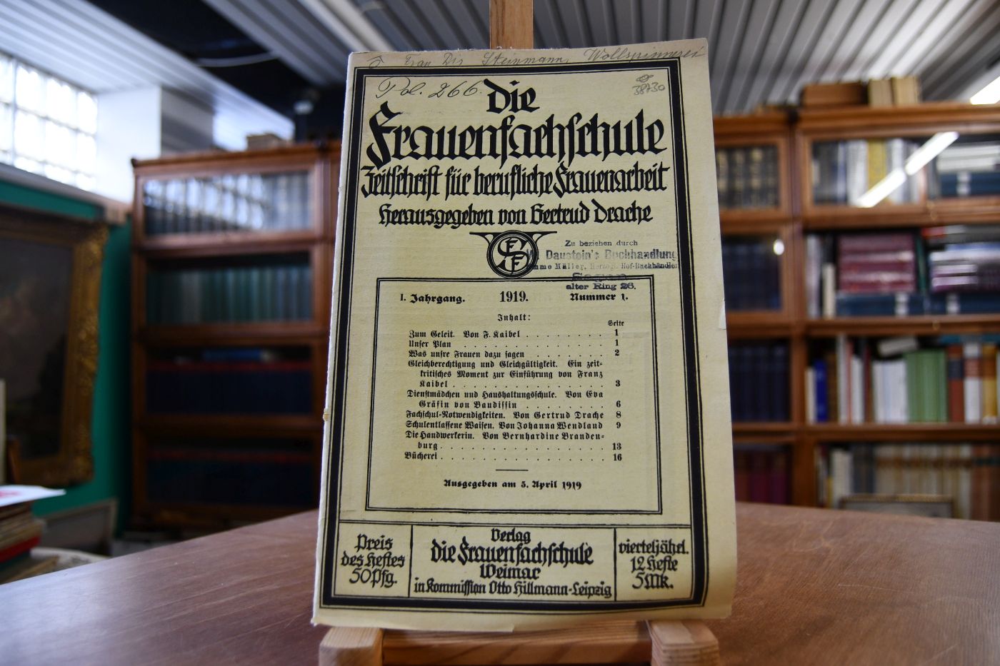 Die Frauenfachschule. Zeitschrift für die berufliche Frauenarbeit. 1. Jahrgang, Nummer 1, 1919.