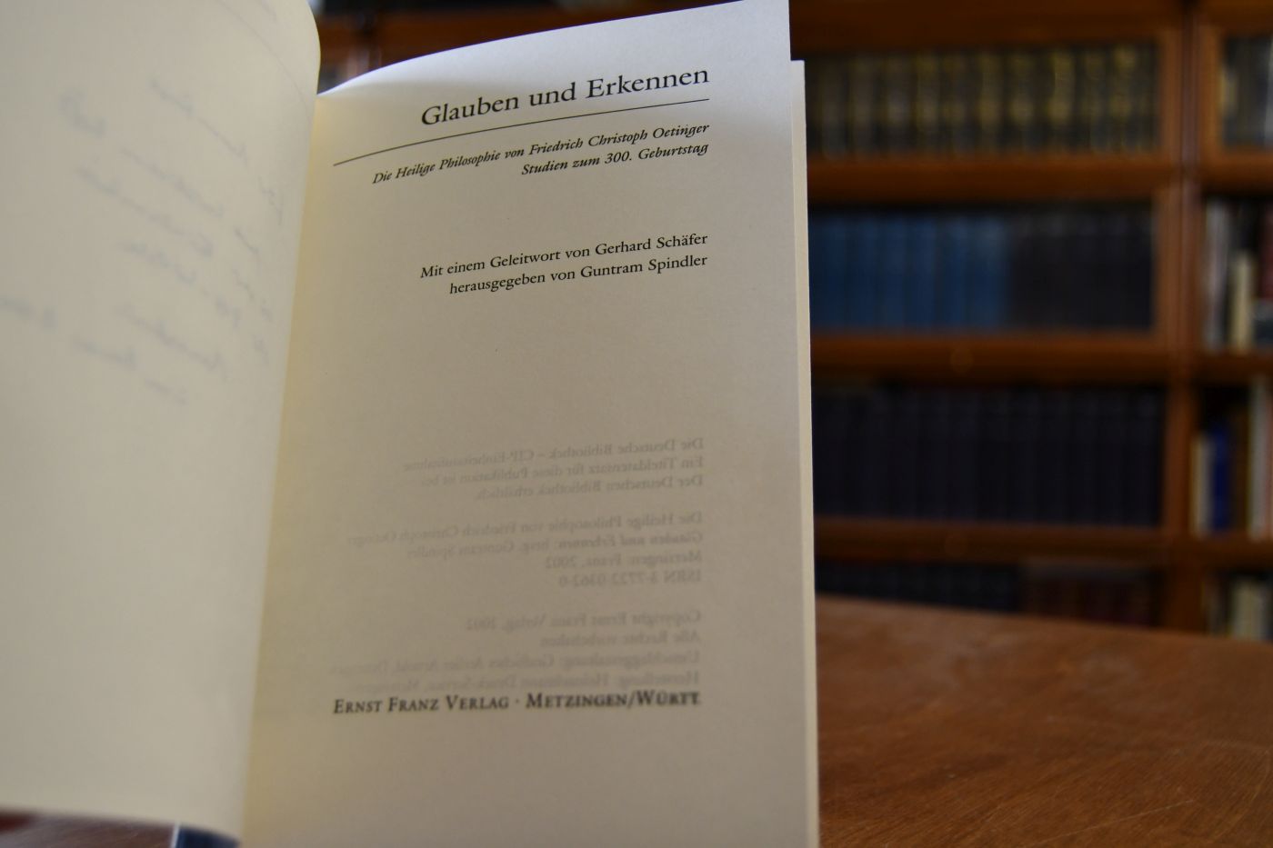 Glauben und Erkennen. Die heilige Philosophie von Friedrich Christoph Oetinger. Studien zum 300. Geburtstag.