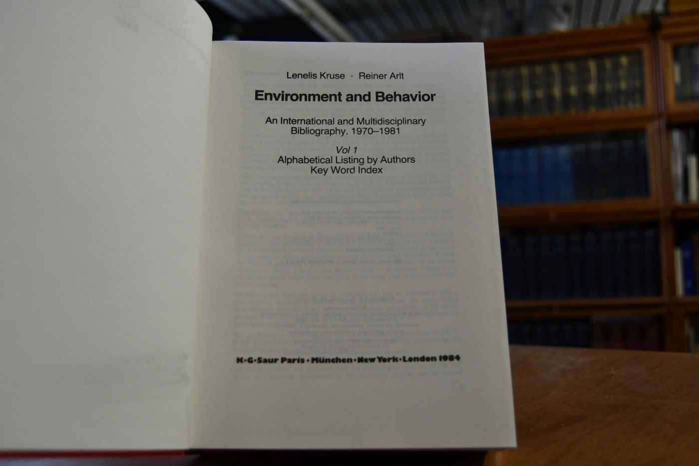 Environment and behavior Vol. 1 Alphabetical Listing by Authors, Key Word Index.
