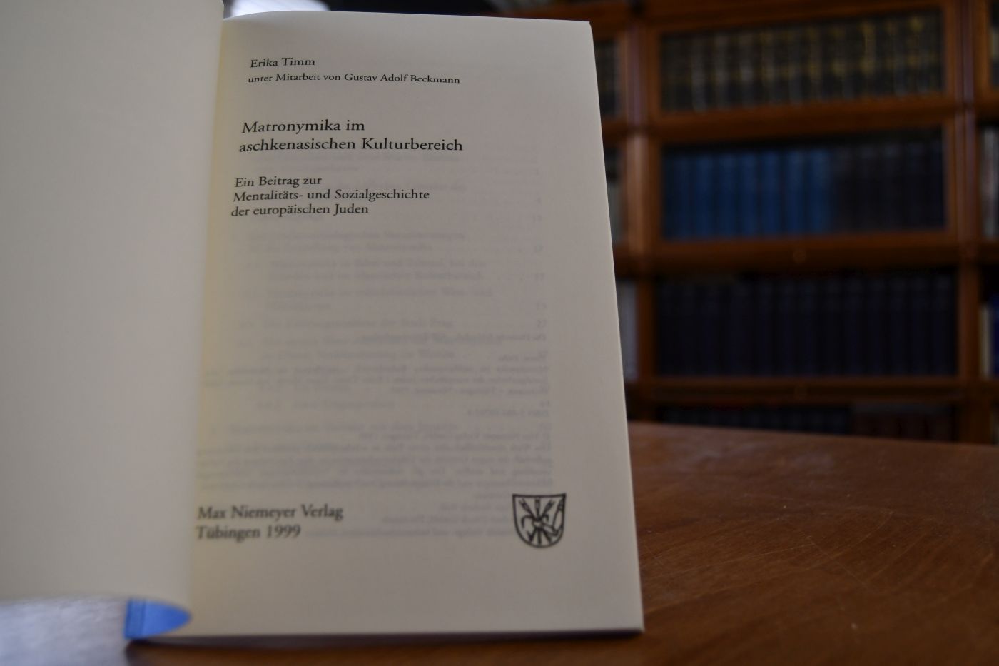 Matronymika im aschkenasischen Kulturbereich. Ein Beitrag zur Mentalitäts- und Sozialgeschichte der europäischen Juden.