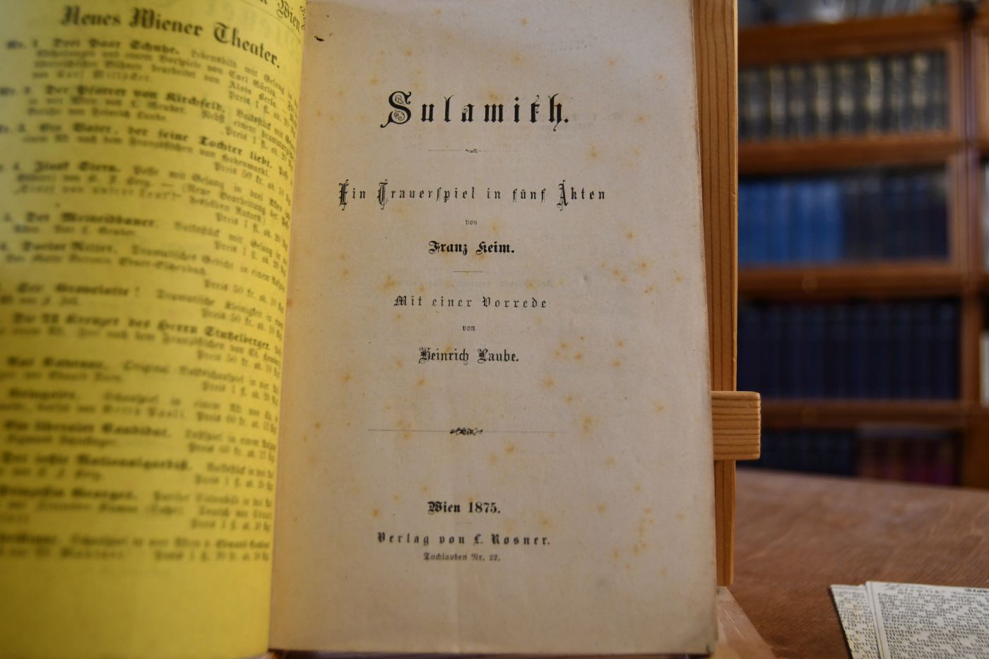 Sulamith. Ein Trauerspiel in fünf Akten. Mit einer Vorrede von Heinrich Laube.