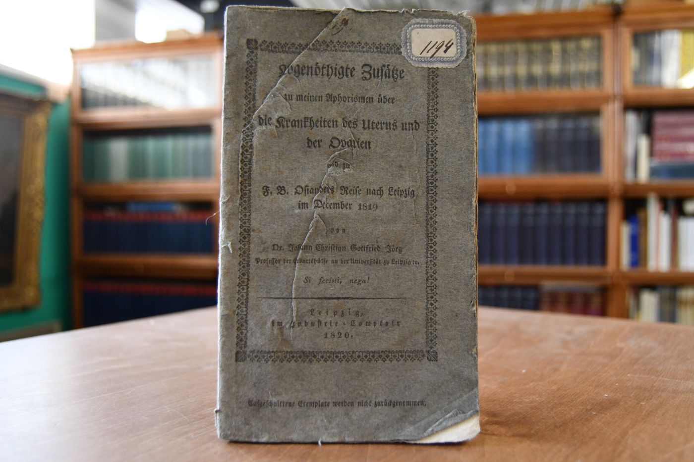 Abgenöthigte Zusätze zu meinen Aphorismen des Uterus und der Ovarien und zu F.B. Osianders Reise nach Leipzig im December 1819.
