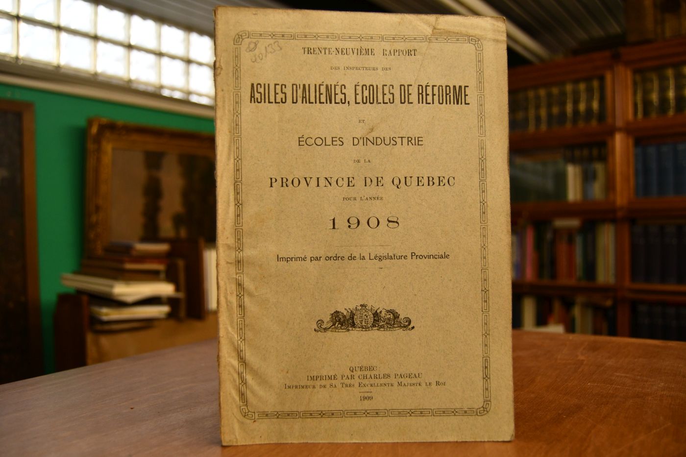 Trente-neuvieme Rapport des Inspecteurs des Asiles d`Aliens, Ecoles de reforme et Ecoles d`industrie de la Province de Quebec pour l`annee 1908.