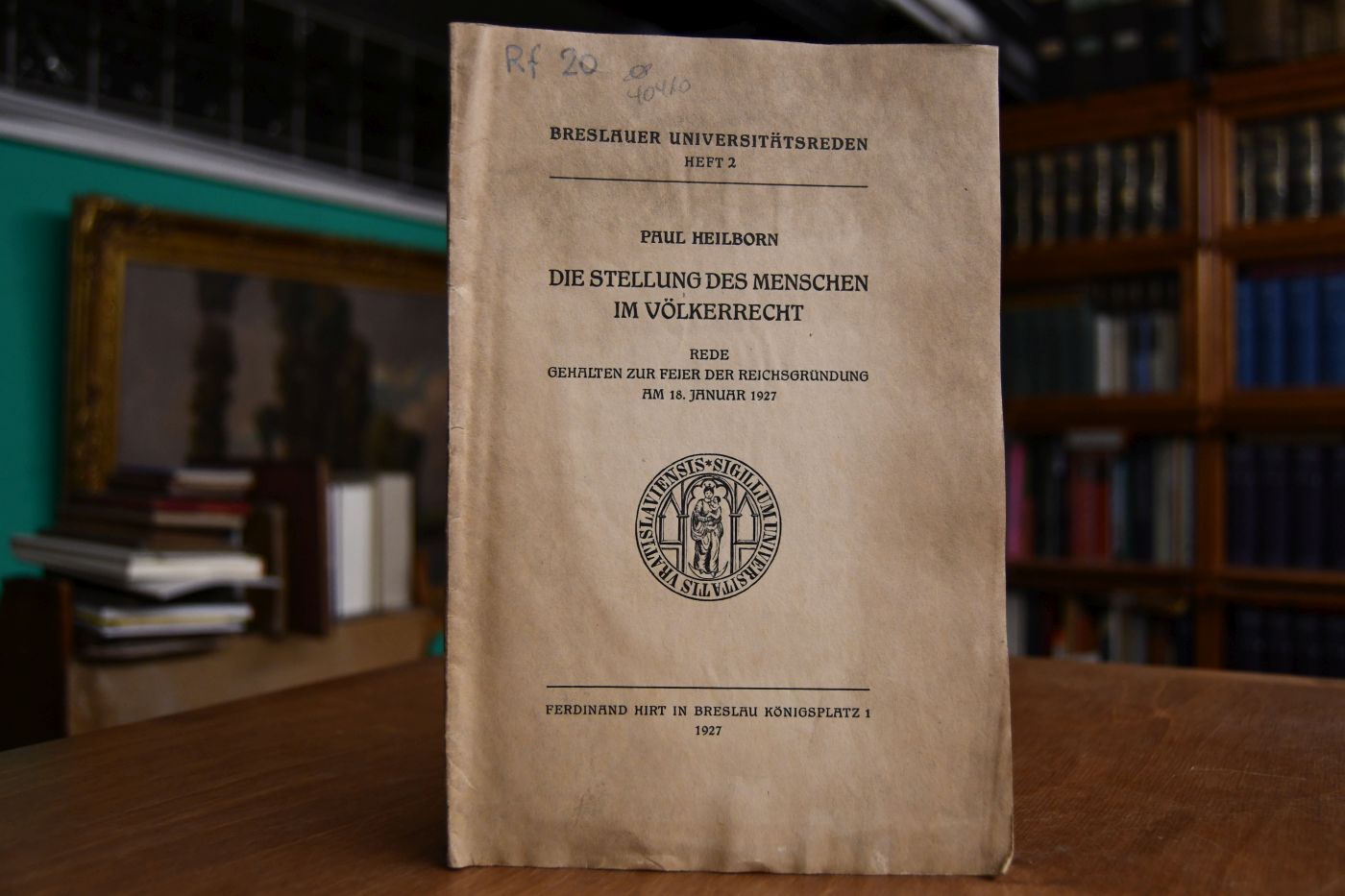 Die Stellung des Menschen im Völkerrecht. Rede gehalten zur Feier der Reichsgründung am 18. Januar 1927.