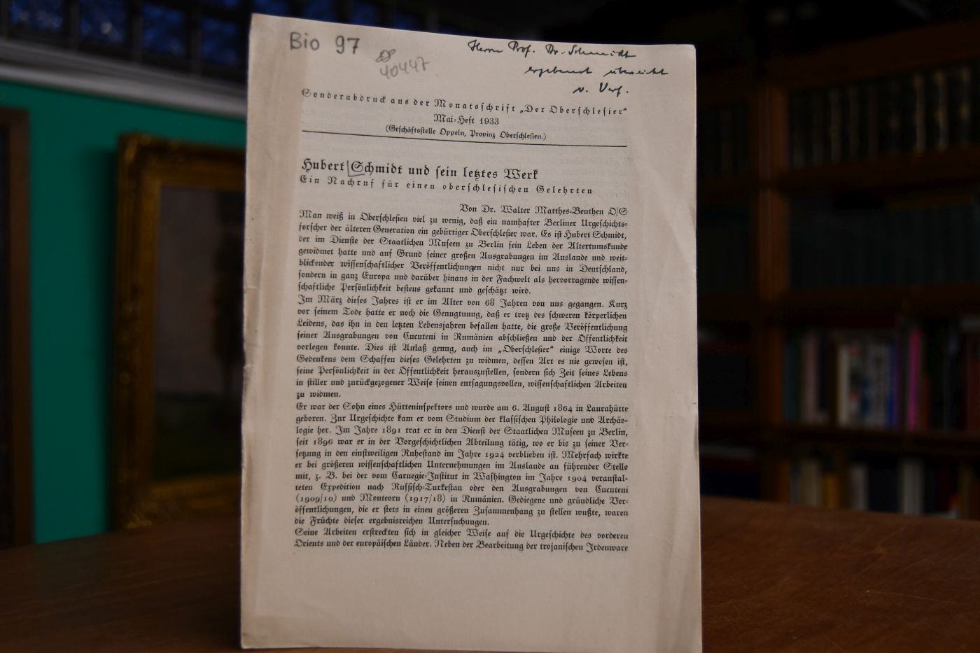 Hubert Schmidt und sein letztes Werk. Ein Nachruf für einen oberschlesischen Gelehrten.