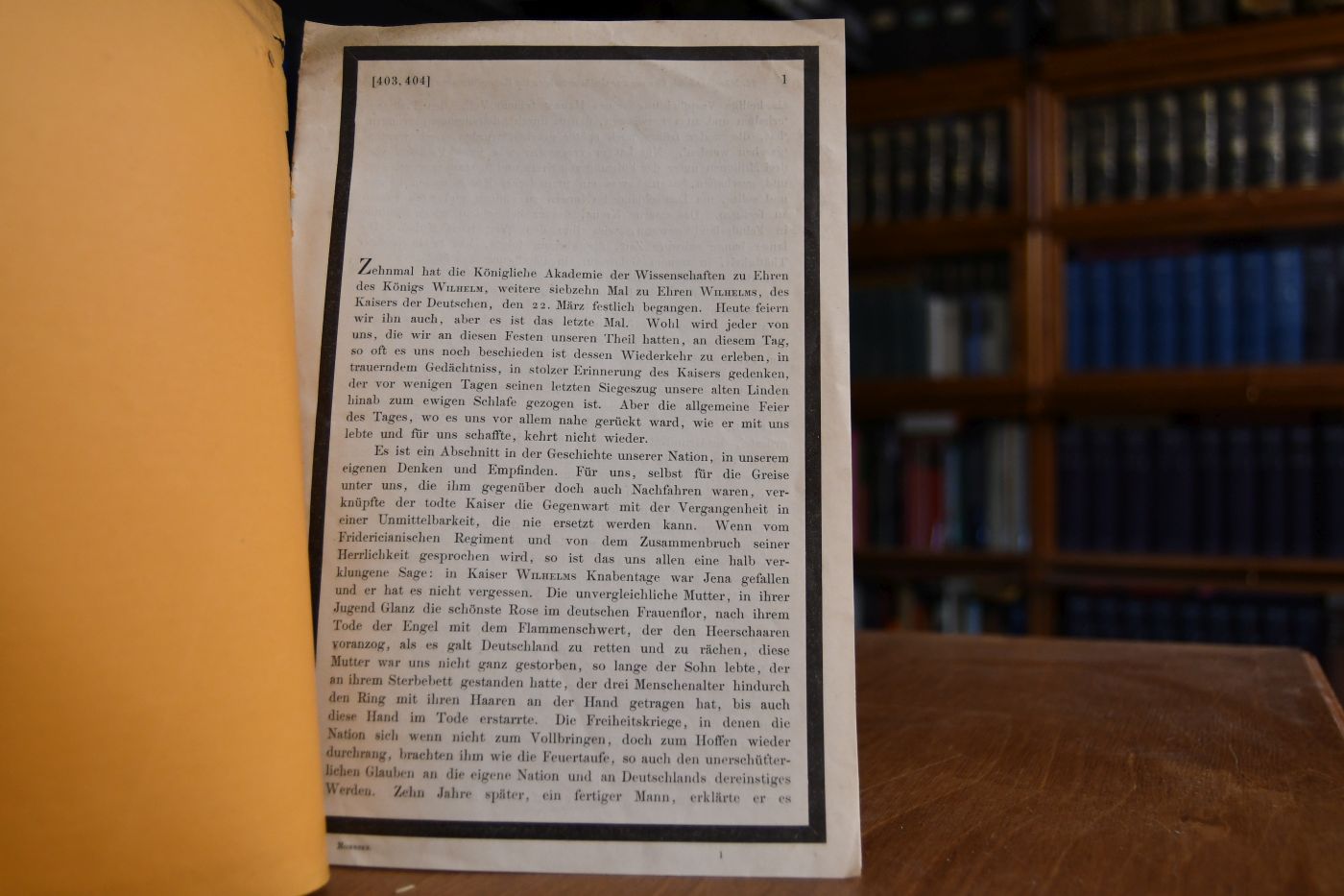 Gedächtnisrede auf seine Hochselige Majestät den Kaoser und König Wilhelm (I.) in der Königlichen Akademie der Wissenschaften am 22. März 1888.