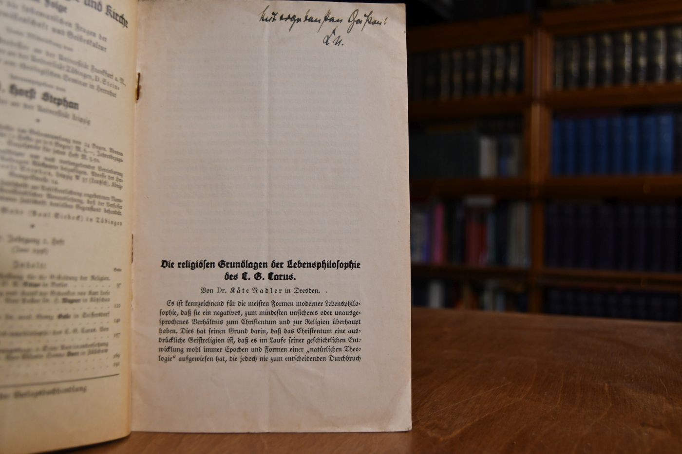 Die religiösen Grundlagen der Lebensphilosophie des C.G. Carus.