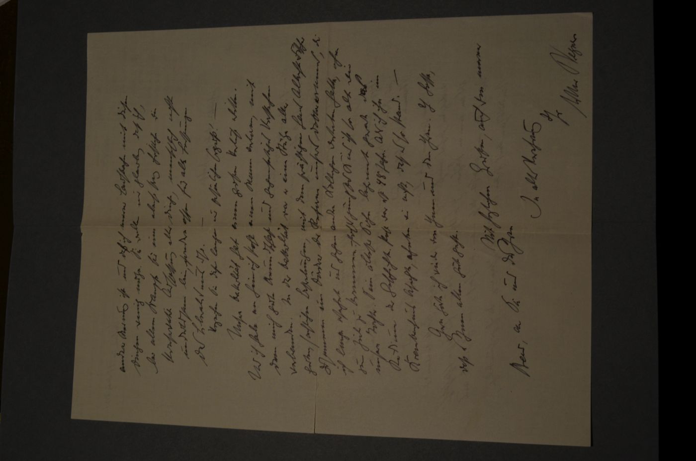 Handschriftlicher Brief von Arthur Wegner (1900-1989) an einen namentlich nicht genannten Professor vom 28. März 1931.