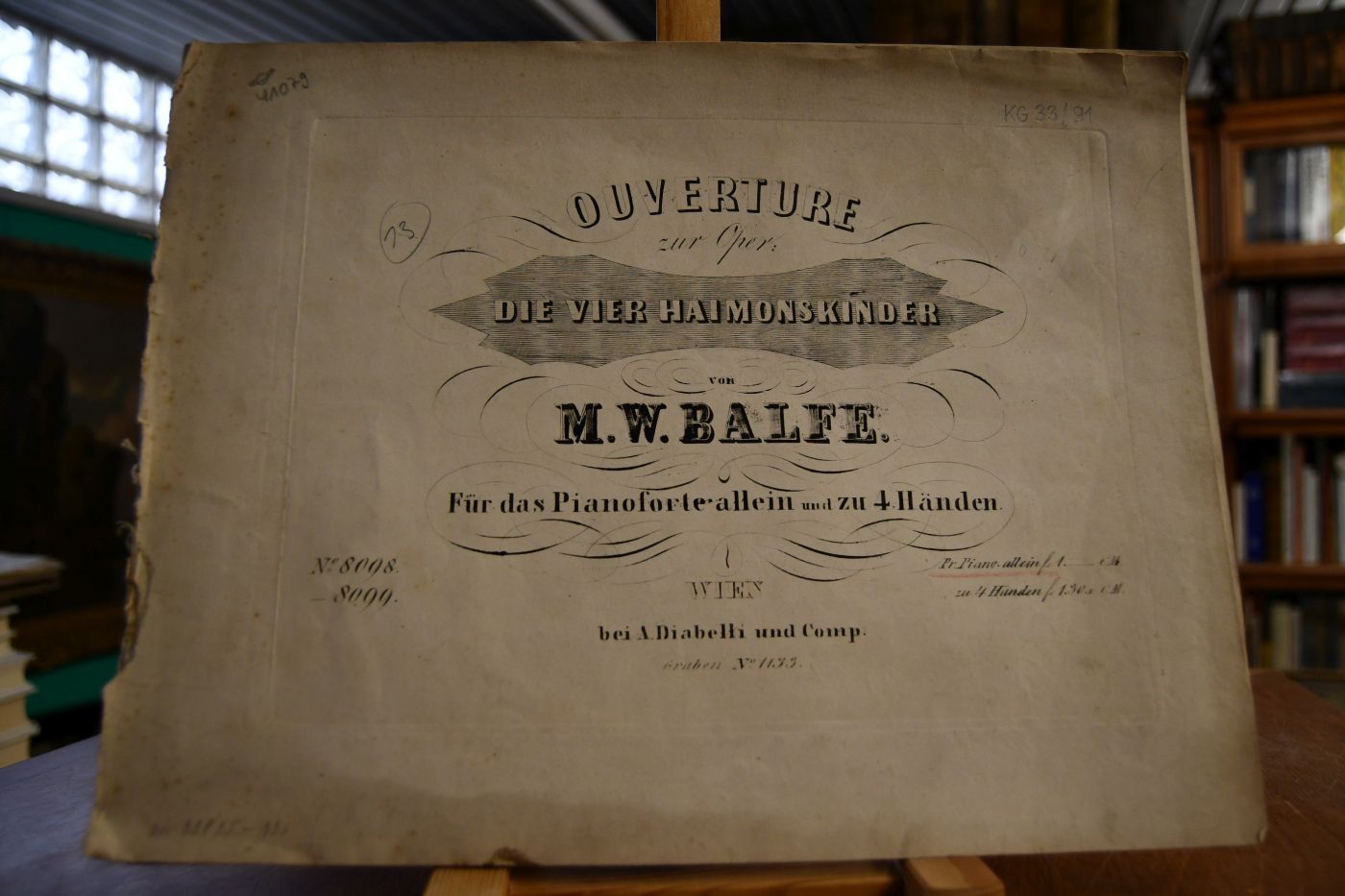 Ouverture zur Oper Die vier Haimonskinder von M.W. Balfe. Für das Pianoforte allein und zu 4 Händen.